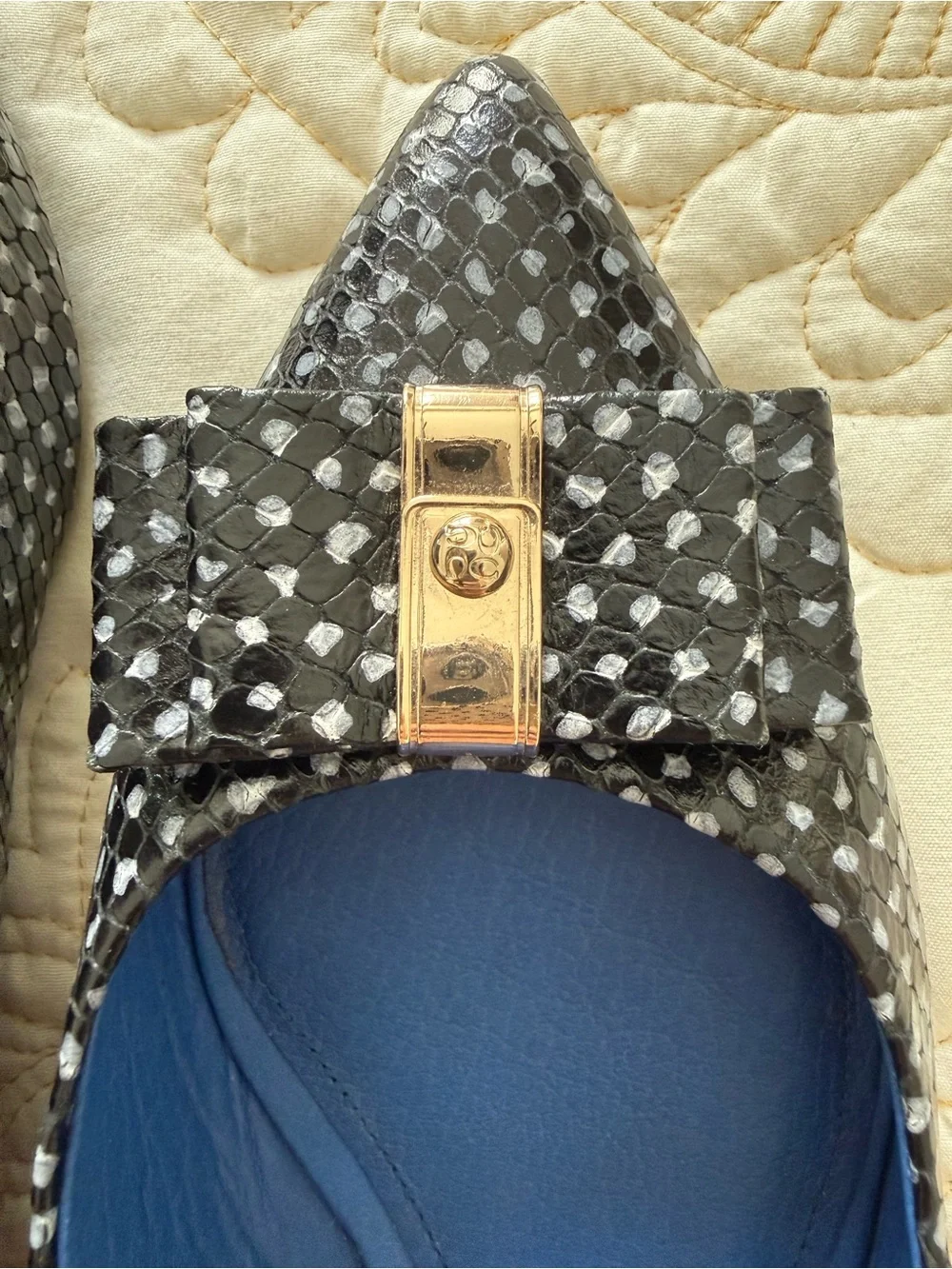 Coach Women’s Flats. Leather Upper. Black with Dots. Size 8.5